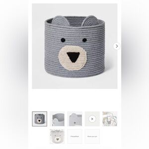 Brown Crochet Bear Rope Basket - Neutral Nursery Storage